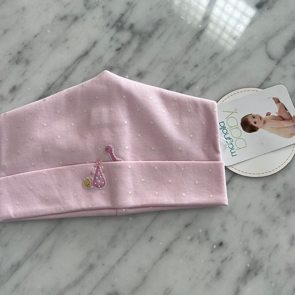 New Magnolia Baby Pink Stork Hat Pima Cotton
